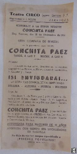 Folleto Publicidad - Advertising Brochure : ¡SI ENVIUDARA?! CONCHITA PAEZ. Zaragoza.