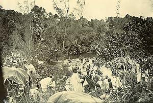 Madagascar Group Bathing in the Forest Old Photo Ramahandry 1910'