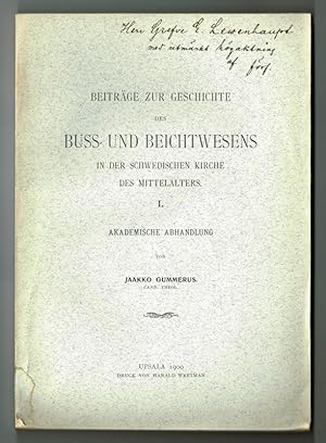 Imagen del vendedor de Beitrge zur geschichte des Buss- und Beichtwesens in der schwedischen Kirche des Mittelalters. 1. a la venta por Hatt Rare Books ILAB & CINOA