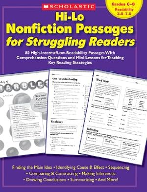 Seller image for Hi-Lo Nonfiction Passages for Struggling Readers: Grades 6-8: 80 High-Interest/Low-Readability Passages with Comprehension Questions and Mini-Lessons (Paperback or Softback) for sale by BargainBookStores