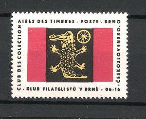 Seller image for Reklamemarke Brno, Club des Colection aires des Timbres Poste, Krokodil, Rad for sale by Bartko-Reher