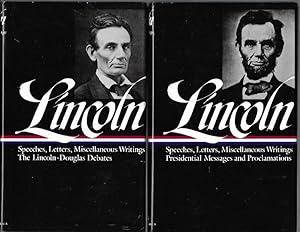 Image du vendeur pour Abraham Lincoln: Speeches and Writings 1832-1858: Speeches, Letters and Miscellaneous Wriitngs; The Lincoln-Douglas Debates & 1859-1865: Speeches, Letters and Miscellaneous Writings; Presidential Messages and Proclamations (Library of America 45 & 46) mis en vente par Bookfeathers, LLC