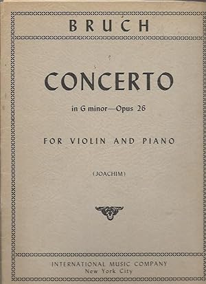 Image du vendeur pour Violin Concerto In G Minor - Opus 26 for Violin and Piano (International Music Company No. 865) mis en vente par Bookfeathers, LLC