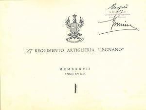 27° reggimento artiglieria "Legnano". 1937. Anno XV E. F