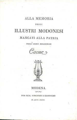 Alla memoria degli illustri modonesi mancati alla patria nell'anno 1822. Carme