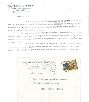 Carta intestata Prof. Dott. Enrico Rubatelli, L. docente di Clinica otorinolaringojatrica, Padova...