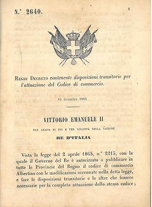 Regio Decreto contenente disposizioni transitorie per l'attuazione del Codice di commercio (N. 2640)