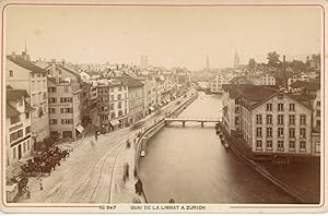 Suisse, Zürich, quai de la Limmat, vue panoramique