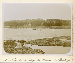 France, Plage du Bureau à Saint-Palais-sur-Mer 1905, Vintage citrate print