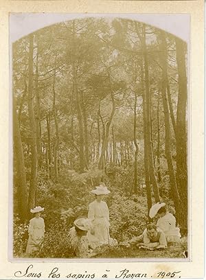 France, Royan, Sous les sapins 1905, Vintage citrate print