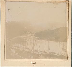 Asie, Vue d'un port, Vintage citrate print