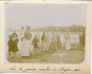 France, Sur la grande conche à Royan 1905, Vintage citrate print