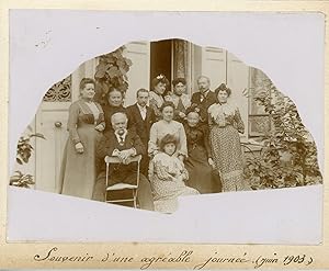 France, Groupe, Souvenir du photographe d'une agréable journée, juin 1903, Vintage citrate print