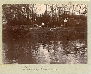 France, L'abattage d'un arbre ca.1903 Vintage silver print