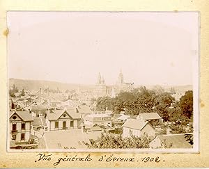 France, Normandie, Vue générale d'Evreux 1902, Vintage citrate print