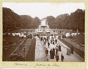 Pologne, Varsovie, Jardins de Saxe (Ogród Sask), ca.1900, vintage citrate print