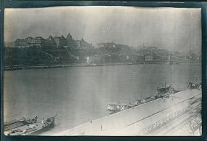 Hongrie, Budapest, Vue du Danube et château de Budapest, ca.1900, vintage silver print