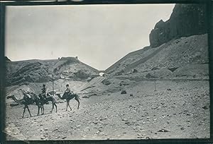 Maghreb, Vue d'une route et dromadaires, ca.1900, vintage silver print