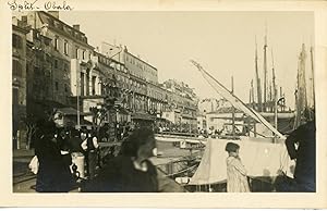 Croatie, Split, Vue des passants dans le port, ca.1910, vintage silver print