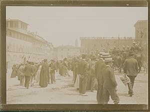 Italie, Florence, En attendant le Roi au Palais Pitti, 1903, vintage citrate print