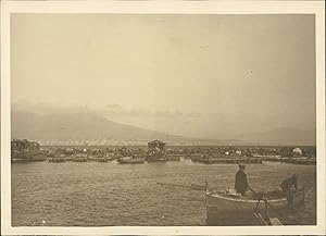 Sicile, Vue des barques près du port de Palerme, ca.1925, vintage silver print