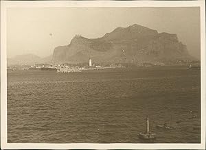 Sicile, Vue du port de Palerme et le Mont Pellegrino, ca.1925, vintage silver print