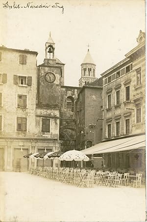 Croatie, Split, Le clocher à Narodni Trg (place du peuple), ca.1910, vintage silver print