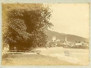 Suisse, Vue de Thun son château, ca.1900, vintage citrate print