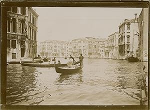 Italie, Venise, Vue du Grand Canal, les gondoles, 1903, vintage citrate print