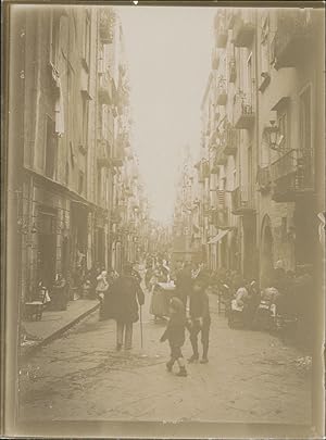 Italie, Naples, Une rue du vieux Naples, 1903, vintage citrate print