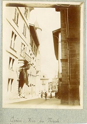 Suisse, Genève, Rue du Musée, ca.1900, vintage citrate print