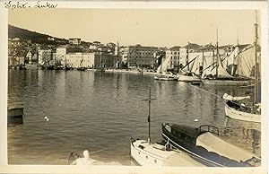 Croatie, Split, Vue du port et des voiliers, ca.1910, vintage silver print