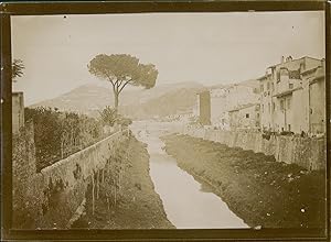 Italie, environs de Florence, Vue de Fiesole, 1903, vintage citrate print
