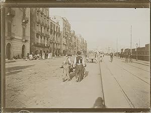 Italie, Naples, Vue d'une rue, 1903, vintage citrate print