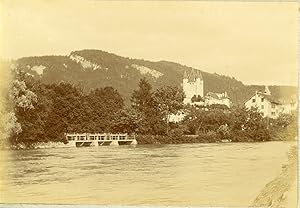Suisse, Vue du château de Thun, ca.1900, vintage citrate print