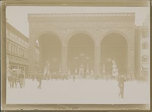 Italie, Florence, La Loggia dei Lanzi, 1903, vintage citrate print