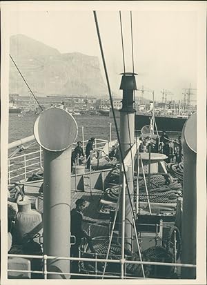 Sicile, Vue du port de Palerme prise du pont du bateau croisière, ca.1925, vintage silver print