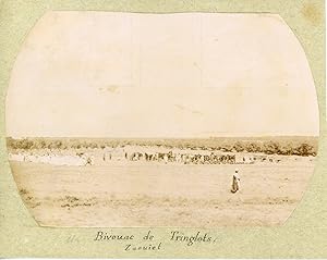 Tunisie, Zaouïet, Bivouac de Tringlots , ca.1898 vintage citrate print