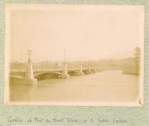 Suisse, Genève, Le Pont du Mont Blanc et le petit Salève, ca.1900, vintage citrate print