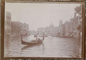 Italie, Venise, Gondoles sur le canal, ca.1900, Vintage citrate print