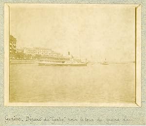 Suisse, Genève, Départ du "Genève" pour le tour du grand lac, ca.1900, vintage citrate print