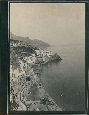 Italie, Vue de a côte Amalfi, ca.1900, Vintage silver print