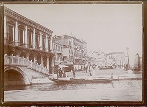 Italie, Venise, Gondole à quai, ca.1900, Vintage citrate print