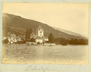 Suisse, Alpes bernoises, Château d'Oberhofen, ca.1900, vintage citrate print