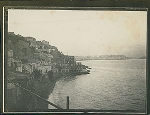 Italie, Naples, Vue de la ville près de la baie, ca.1900, Vintage silver print