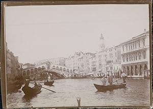 Italie, Venise, Vue générale du Pont du Rialto, ca.1900, Vintage citrate print