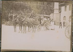 France, Calèche dans un square, ca.1899, Vintage citrate print