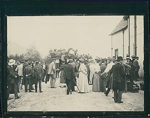 Écosse, Passagers attendant l'omnibus, ca.1900, Vintage silver print