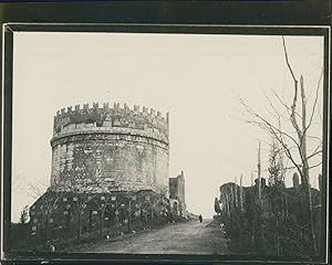 Italie, Rome, Via Appia, Le mausolée de Cécilia Métella, ca.1900, Vintage silver print