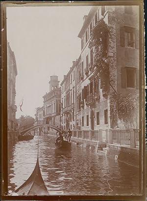 Italie, Venise, Pont sur le canal, ca.1900, Vintage citrate print